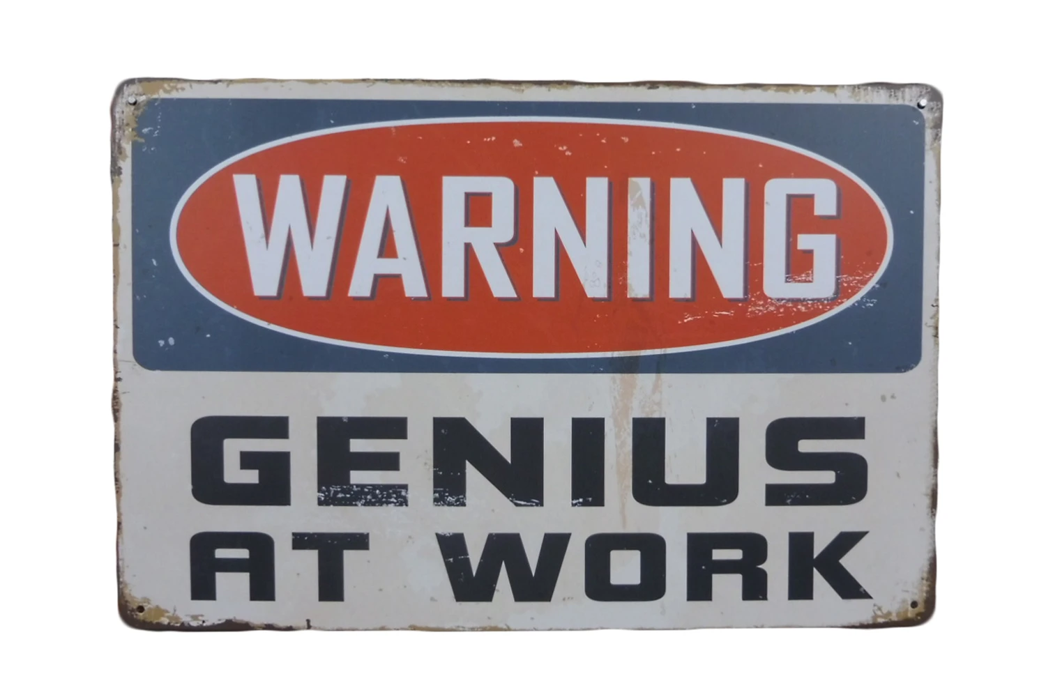 Warning Genius At Work – Metalen borden