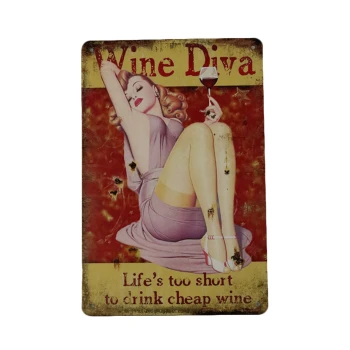 Wine diva metalen bord