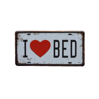 I Love Bed - Metalen borden