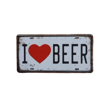 i love beer. 20x30 metalen borden.