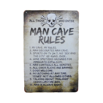 All Those Who Enter Mancave Rules - Metalen Borden