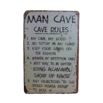 Mancave Cave Rules - Metalen borden