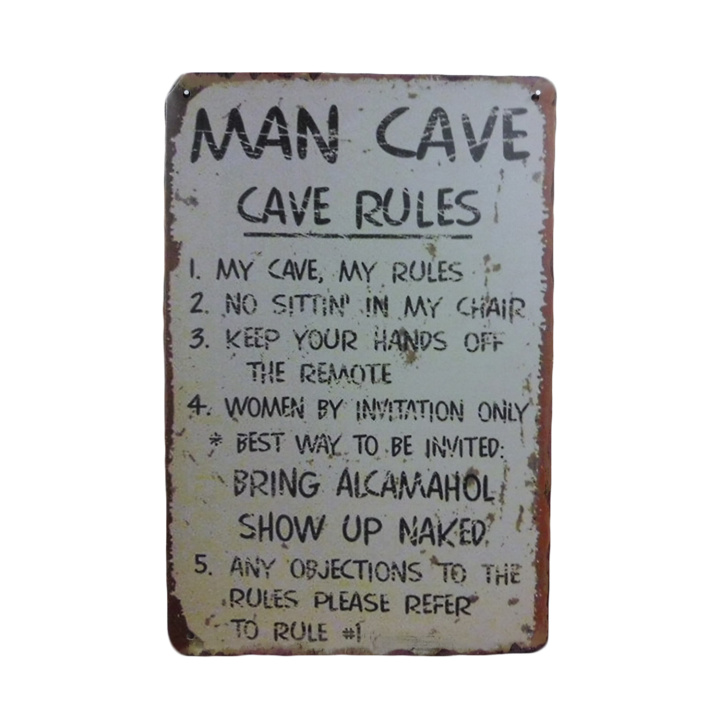 Mancave Cave Rules Metalen borden