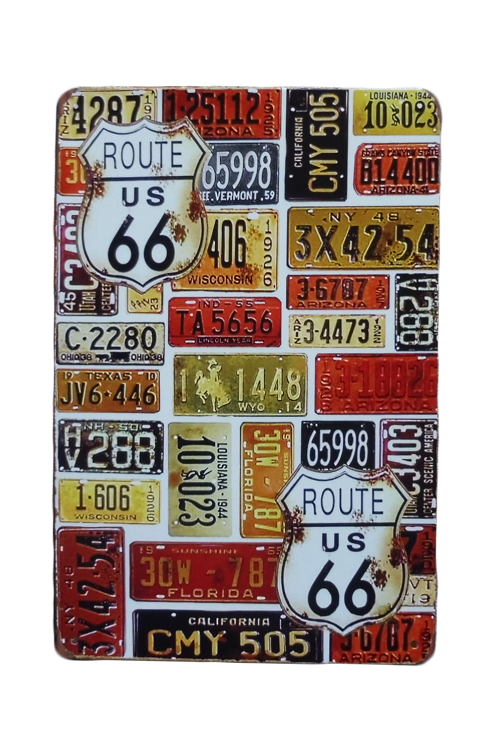 Route 66 kentekenplaten – Metalen borden