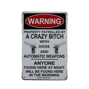 Warning Crazy Bitch Metalen Borden