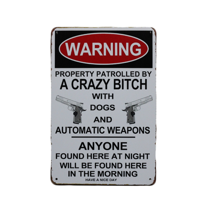 Warning Crazy Bitch Metalen borden