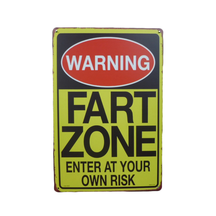 Warning Fart Zone Metalen borden