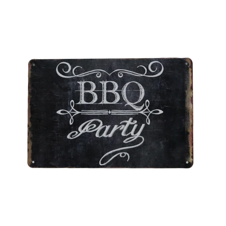 30605 BBQ party wit BBQ Party Metalen bord