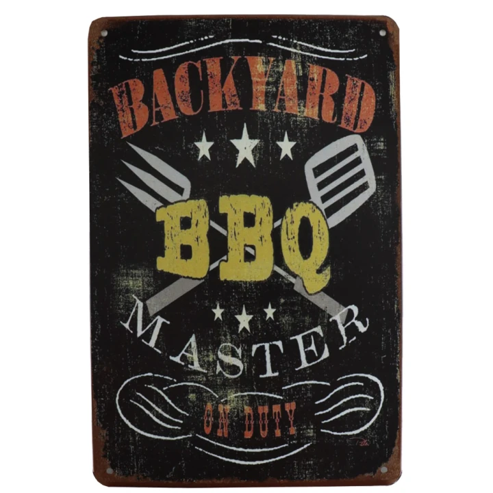 30607 Backyard bbq spatels Backyard BBQ Master Metalen bord