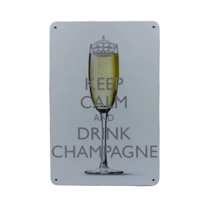 30659 Keep calm drink champagne wit Keep Calm Champagne Metalen borden