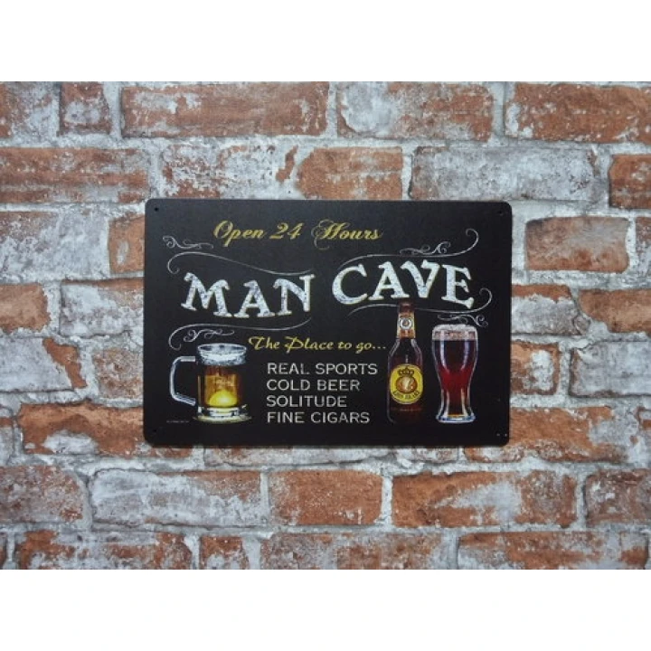 30700 mancave open 24 Wandborden met tekst