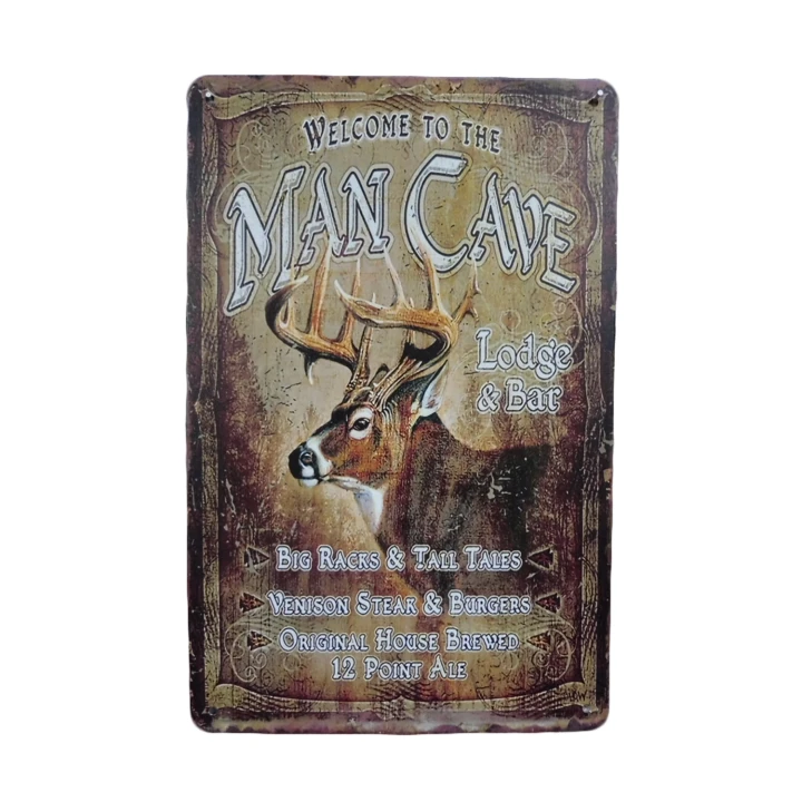 30706 Welcome to the mancave lodge en bar wit Welcome To Lodge & Bar Metalen borden