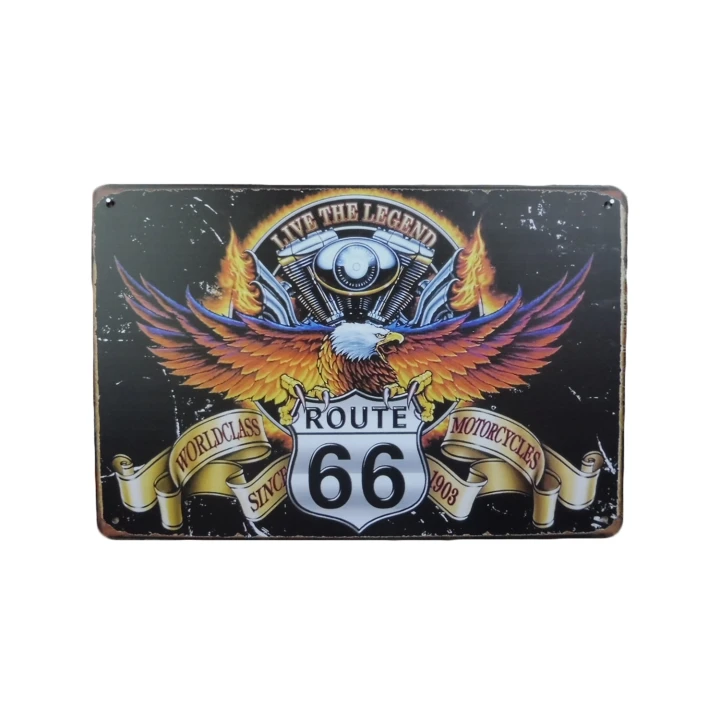 30802 Live the legend route 66 wit Live The Legend Metalen borden