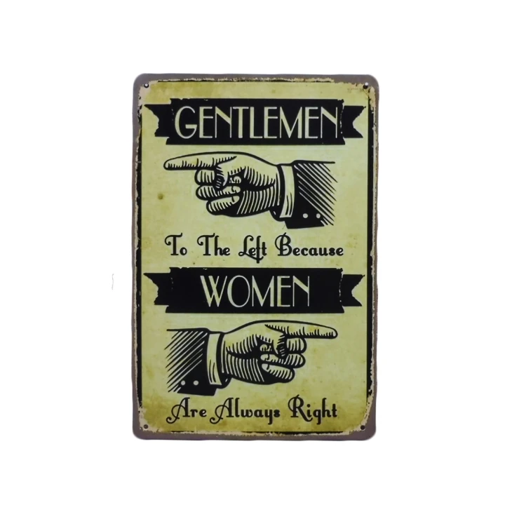 30901 Gentleman to the left wit Gentlemen to the left Metalen borden
