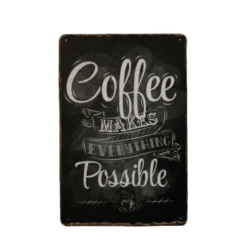 Coffee is possible metalen bordje wit achtergrond van 20 x 30 cm