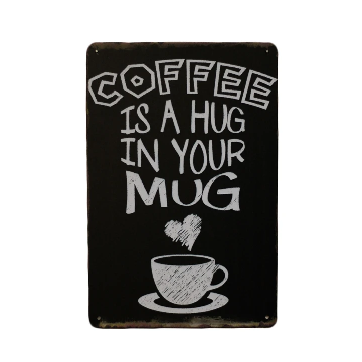 30509 Coffee Hug wit Coffee hug Metalen borden