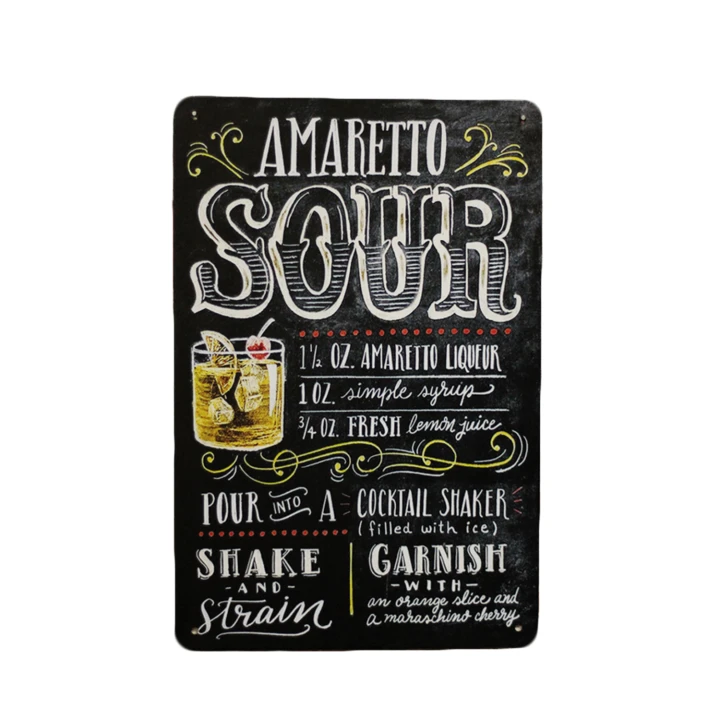 30516 Amaretto Sour wit Amaretto Sour Metalen borden