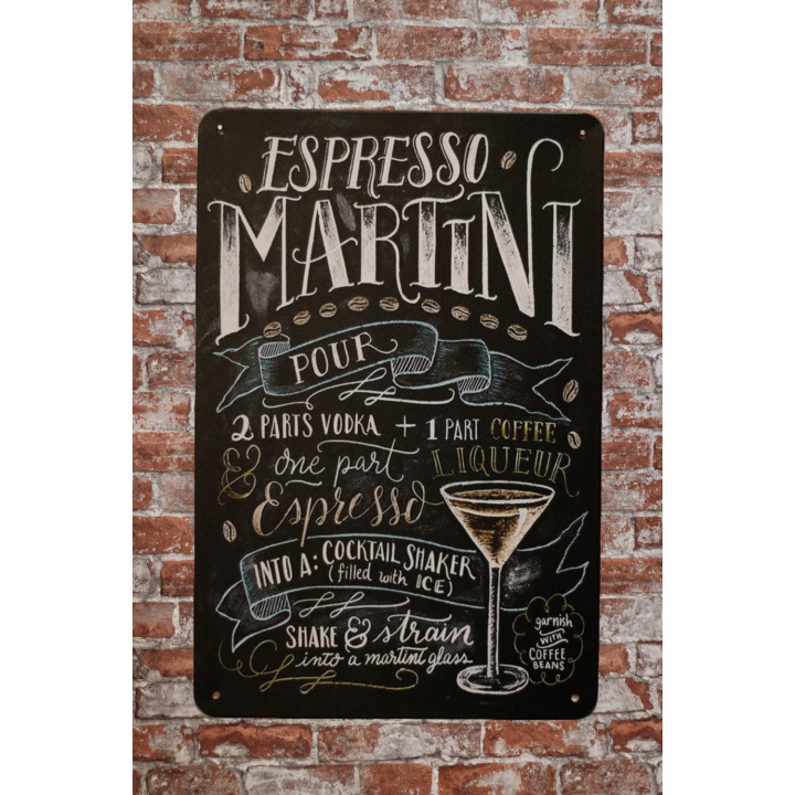 Wandbord met tekst van cocktail