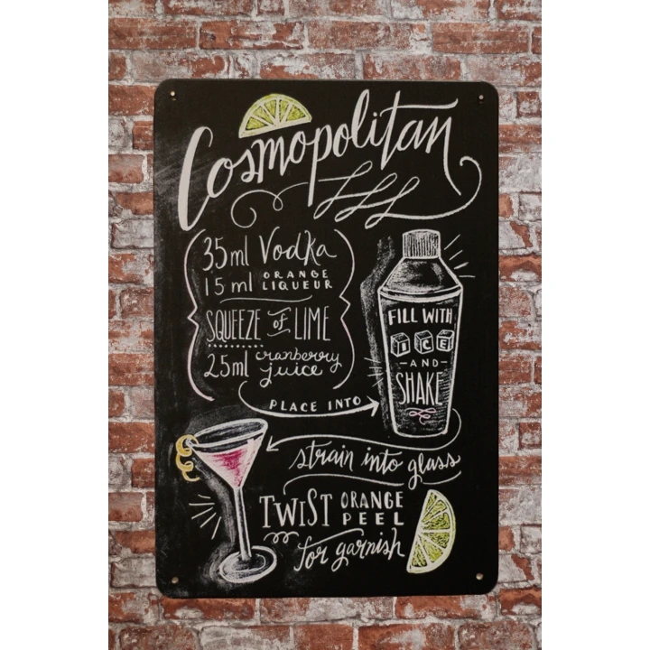 Cocktail decoratie, wandbord, tekstbord