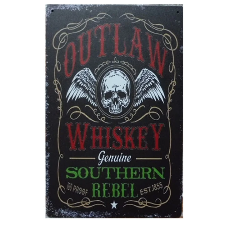 31309 Wit Outlaw Outlaw Whiskey Metalen borden