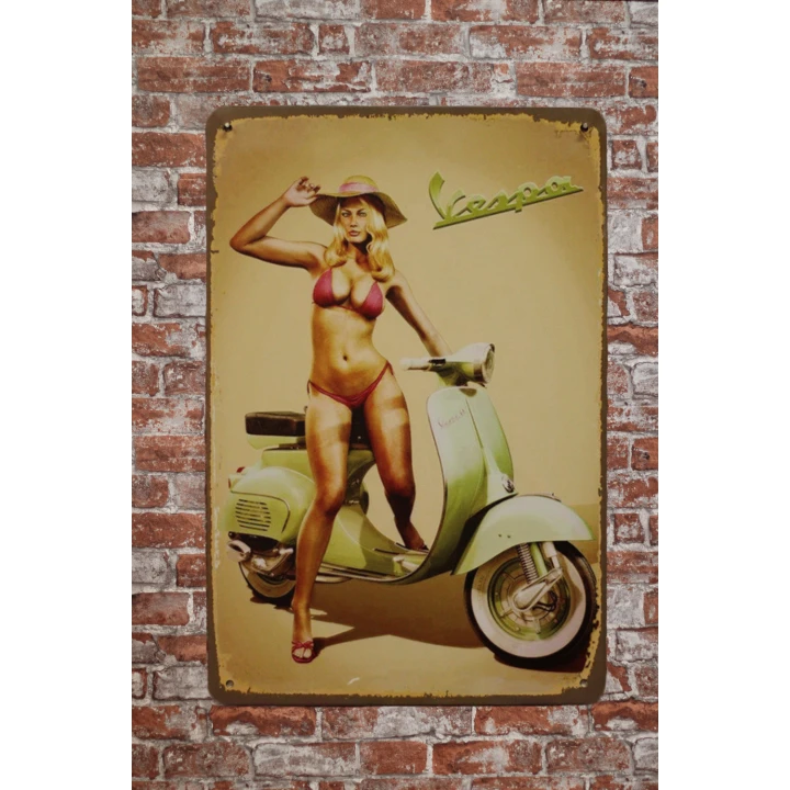 Metalen wandbord van vespa