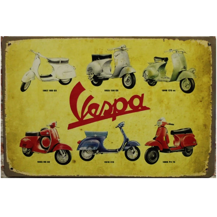 30852 Vespa Scooters 6 stuks – K Vespa scooter 6 stuks Metalen borden