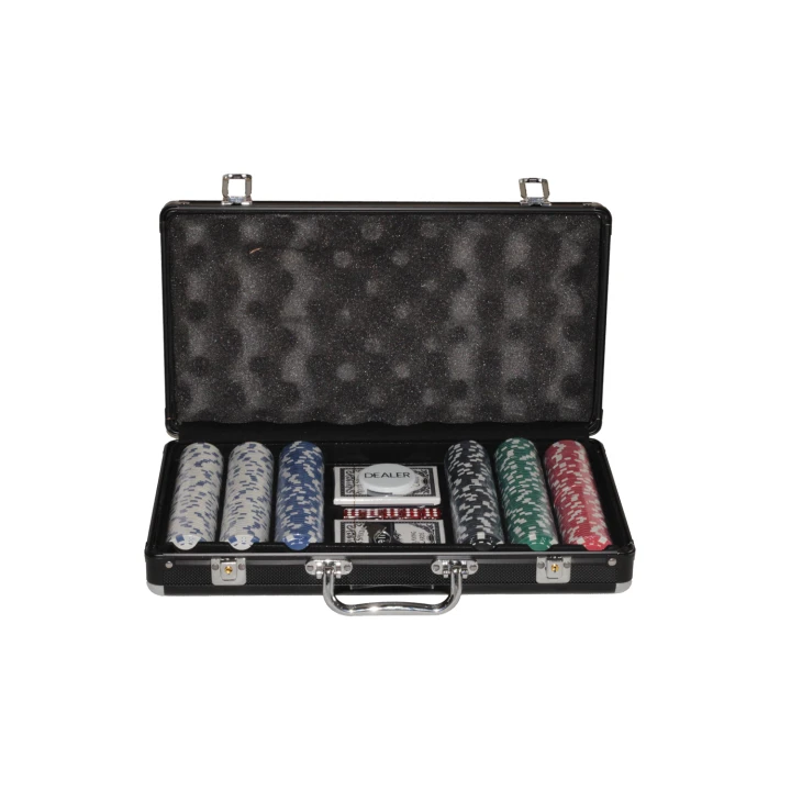 Pokerset 300 chips 4 Poker set aluminium 300 chips zwart
