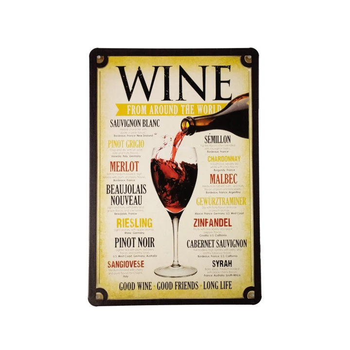 30325 Wine around the world wit Wine Around The World Metalen borden