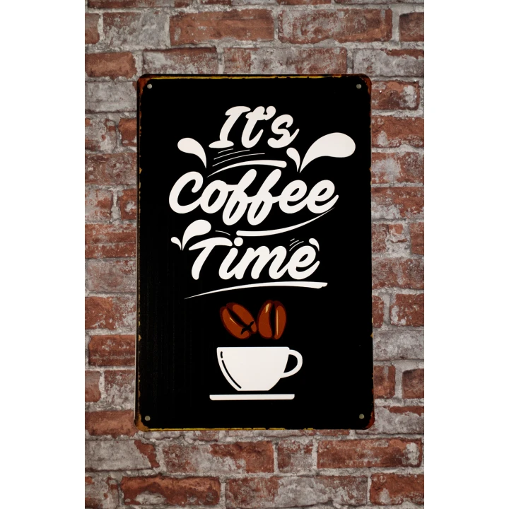 Wandbord met coffee, metalen bordje van 20 x 30cm