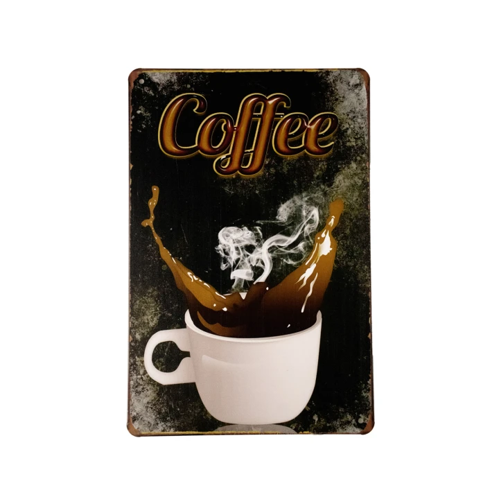 30505 Coffee met kopje wit Coffee met Kopje metalen bord