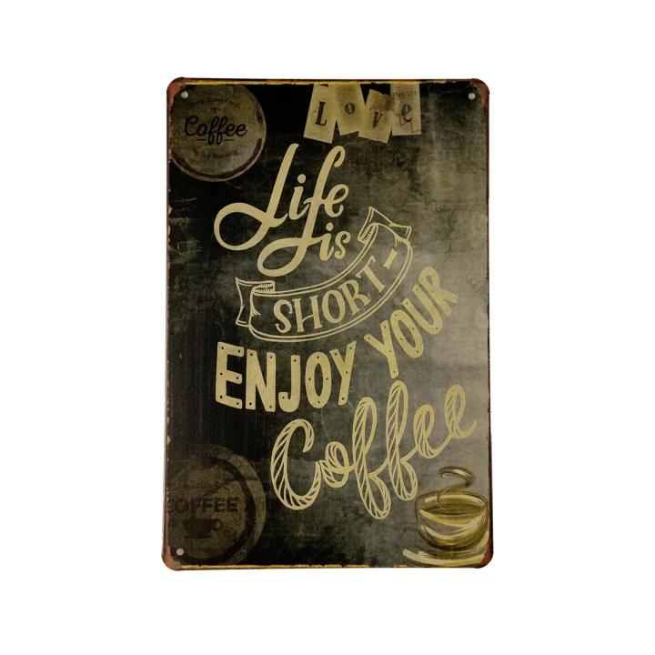 30506 Life is short coffee wit Life is Short Coffee Metalen bord