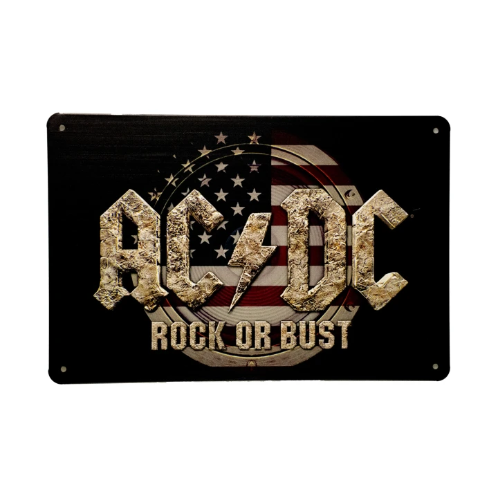 30758 ACDC rock wit ACDC Rock Metalen borden