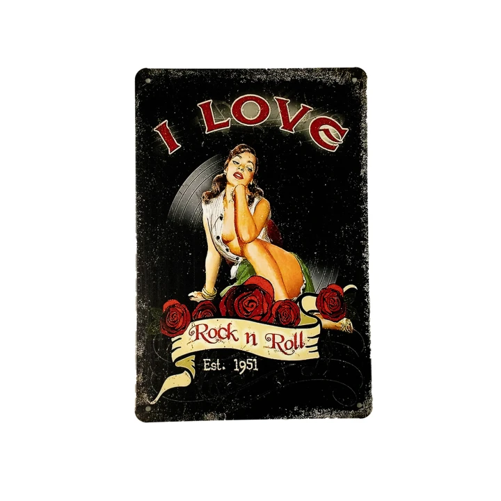 30759 I love rock n roll wit I Love Rock n Roll Metalen borden