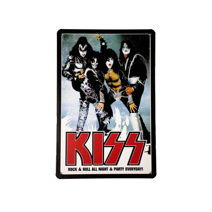 30760 Kiss rock and roll wit Kiss Rock and Roll Metalen borden