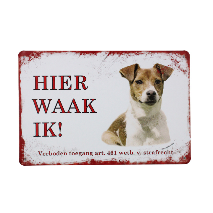 Hier Waak Ik Jack Russel Metalen borden