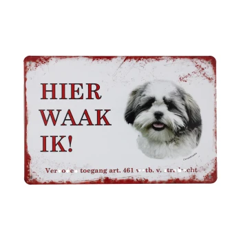 Hier waak ik Shih tzu Metalen borden