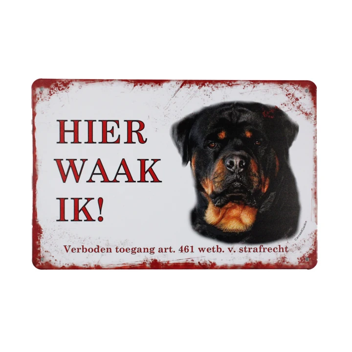 Hier waak ik Rottweiler Metalen borden