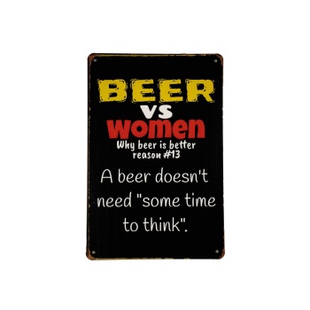 Beer vs women metal signs