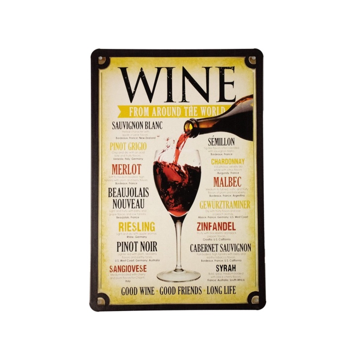 Wine around the world metal signs