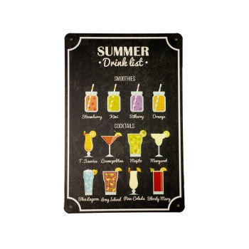 Summer drink list metal signs