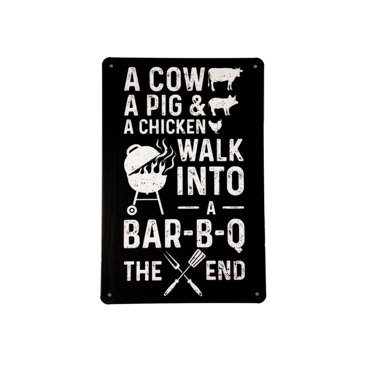A cow pig and chicken metalen borden