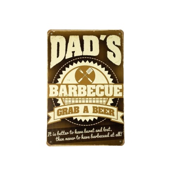 Dad`s Barbecue grap a beer metalen borden