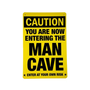 Caution entering the mancave metalen borden