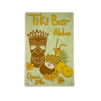 Tiki bar aloha geel metalen borden