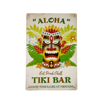 Tiki bar eat drink chill metalen borden