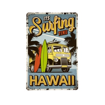 surfing time hawaii metalen borden