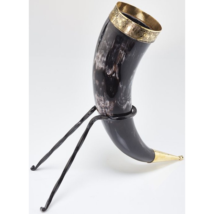 Drinking Horn Gold With Stand
