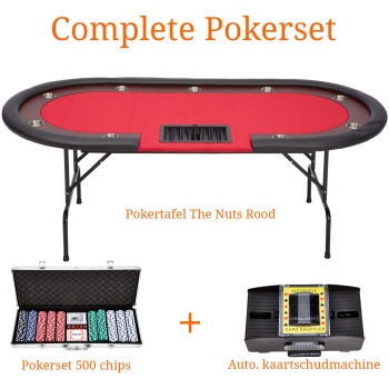 Complete Pokertafel Set The Nuts Rood