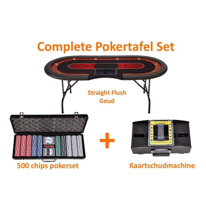 Professionele Pokertafel Straight Flush Goud Set