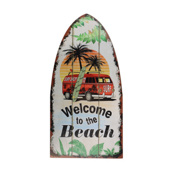 Houten tekst bord - Beach Surfplank